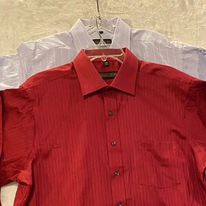 Donald J Trump Shirts Men’s 17 34/35 Red Blue Striped Dress Cotton Lot of 2